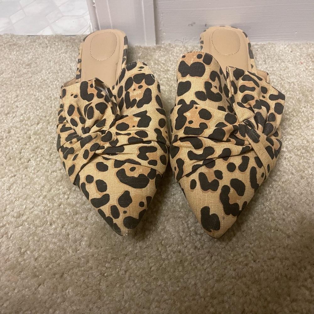 Slightly pre loved - cheetah mules. Size 11